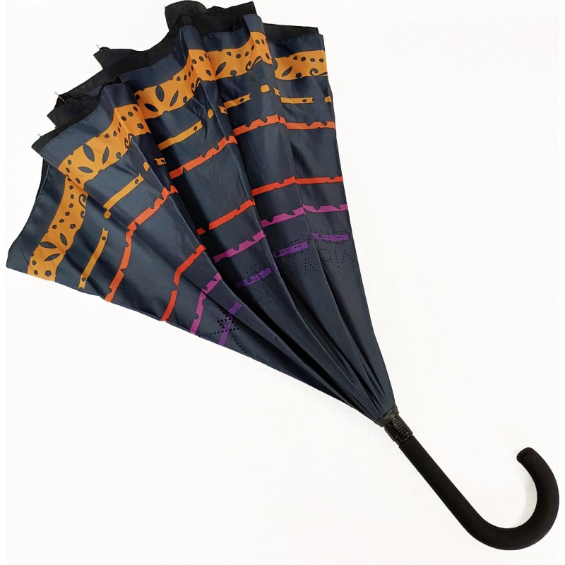 Long parapluie bicolore réversible