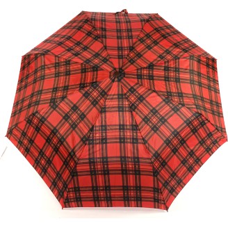 Small plaid umbrella with imitation wood handle
