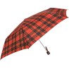 Small plaid umbrella with imitation wood handle