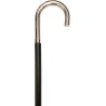 Zwarte stok, houten, J-gebogen handvat, zilver