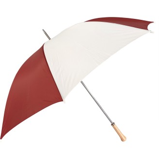 Long parapluie bicolore avec poignée droite en bois