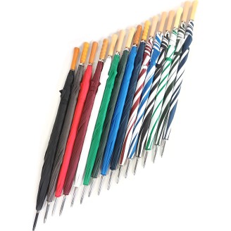 Long plain umbrella with straight wooden handle