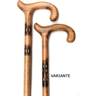 Canne MARRON, en bois ciselé, poignée crochet