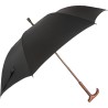 Long parapluie noir avec canne en bois
