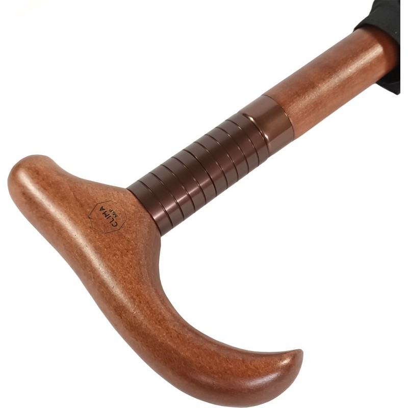 Lange zwarte paraplu met houten stok