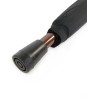 Long black umbrella with wooden cane