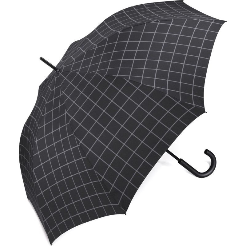 Long parapluie homme à carreaux avec canne