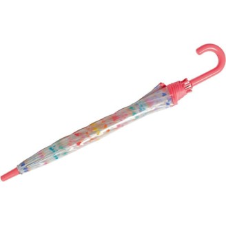 LONG PARAPLUIE ENFANT TRANSPARENT AVEC CŒURS ET CANNE