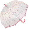 LONG PARAPLUIE ENFANT TRANSPARENT AVEC CŒURS ET CANNE