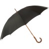 Long parapluie 16 baleines noir avec canne en bois