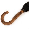 Long parapluie 16 baleines noir avec canne en bois