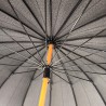 Long black umbrella 16 ribs with wooden cane