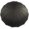 Long parapluie 16 baleines noir avec canne en bois
