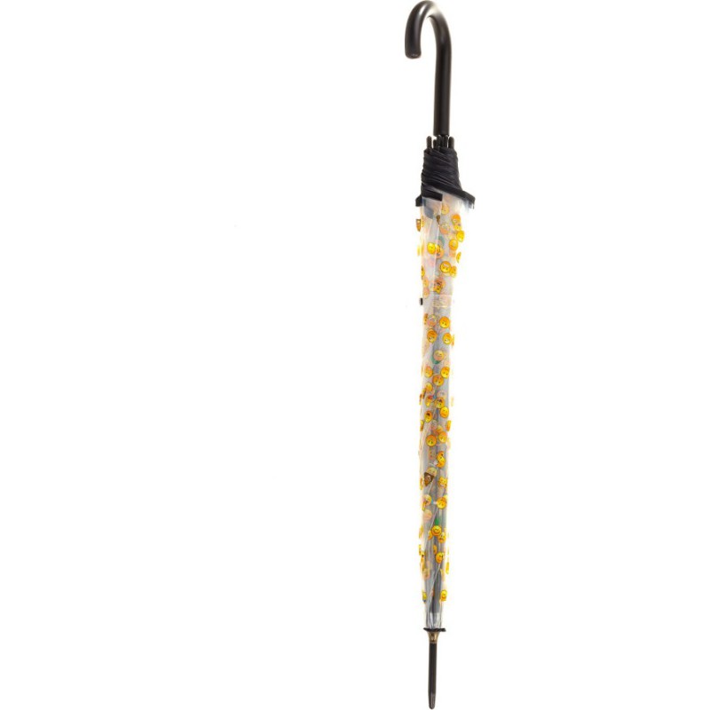 Long transparent children's umbrella with emotion print