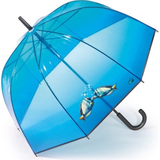 Long transparent bell umbrella with fish print