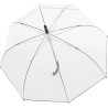 Long transparent umbrella with black edge and cane