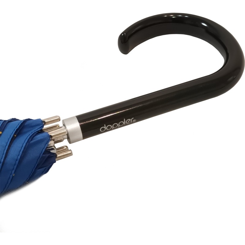 Long carbonsteel umbrella in blue tones with cane