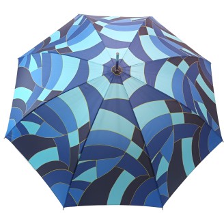 Long carbonsteel umbrella in blue tones with cane