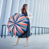 Long multicolor striped carbonsteel umbrella with cane