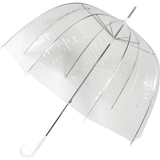 Long parapluie transparent cloche avec canne noir