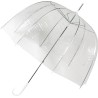 Long transparent bell umbrella with white cane