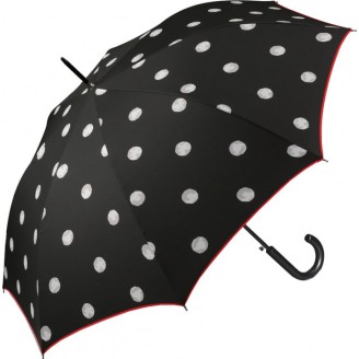 Long AC two-tone black/white umbrella with large polka