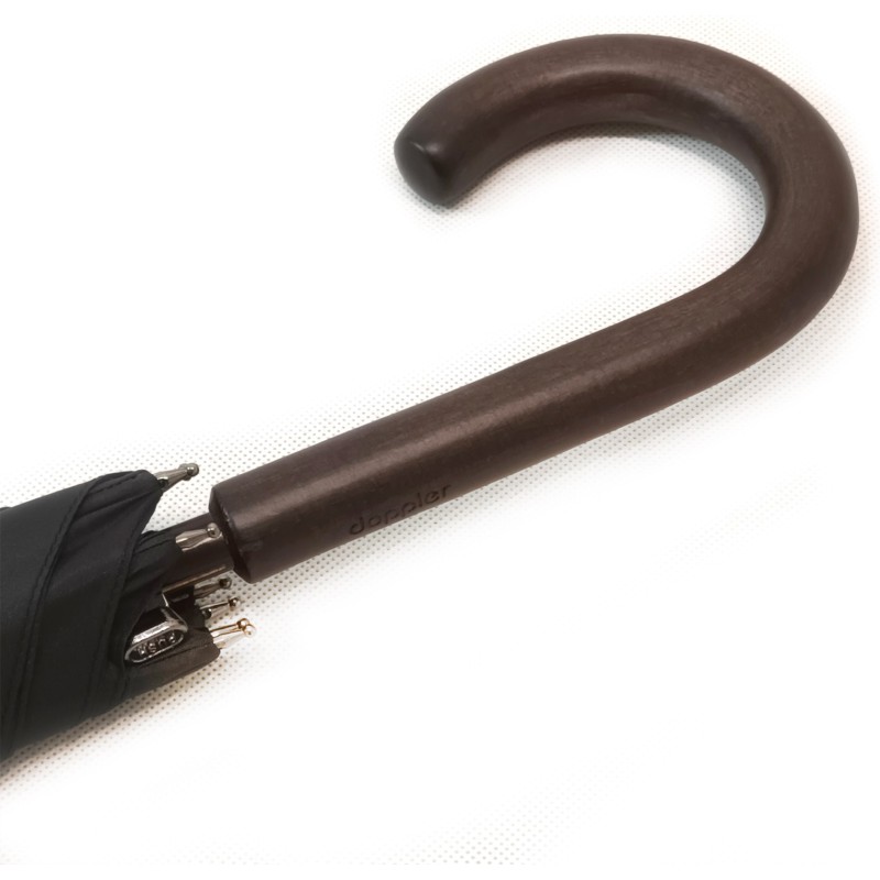 Long black Cambridge umbrella with cane