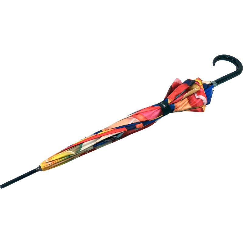 Long modern art umbrella with colorful bird print