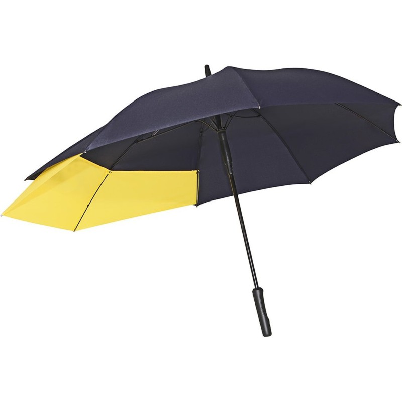 Long parapluie bicolore marine/jaune