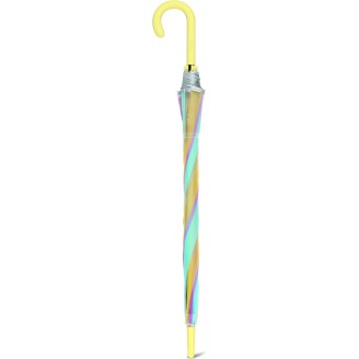 Long transparent rainbow umbrella with cane