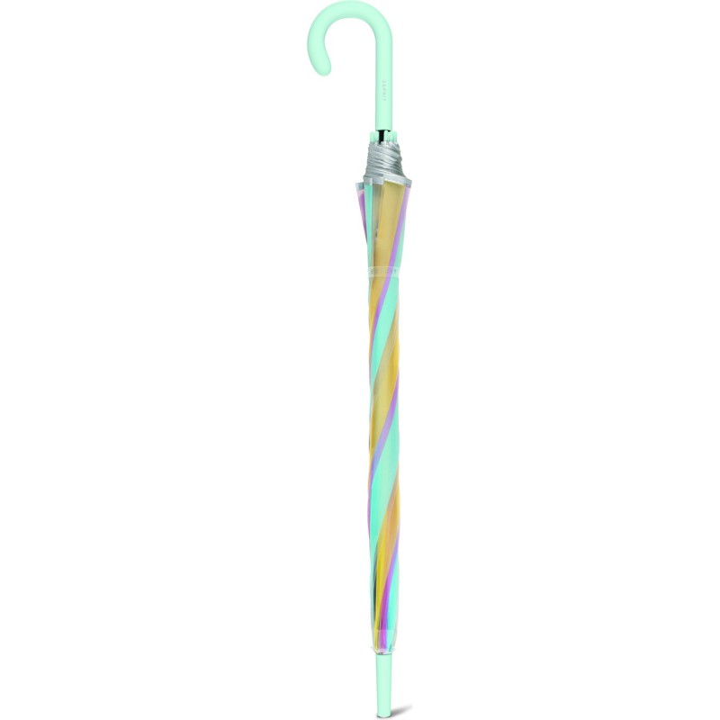 Long transparent rainbow umbrella with cane