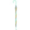 Long parapluie transparent rainbow avec canne