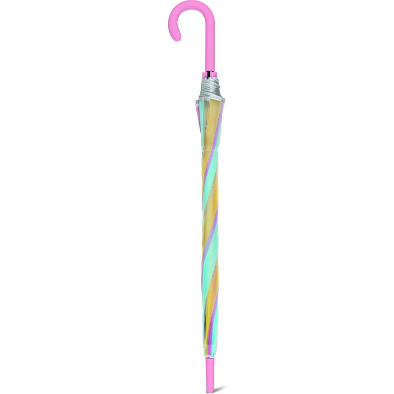Long transparent rainbow umbrella with cane